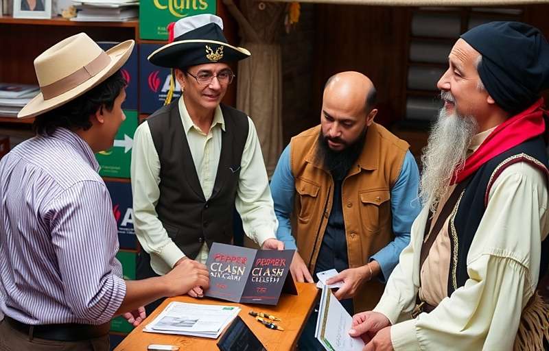 Pepper Pioneers Clash Indian Community Meetup Pepper Pioneers Clash community meetup in Bangalore showing players dressed in historical trader costumes participating in a real-life spice trading simulation event